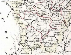 Carte de la Châtaigneraie, Cantal - en 1852